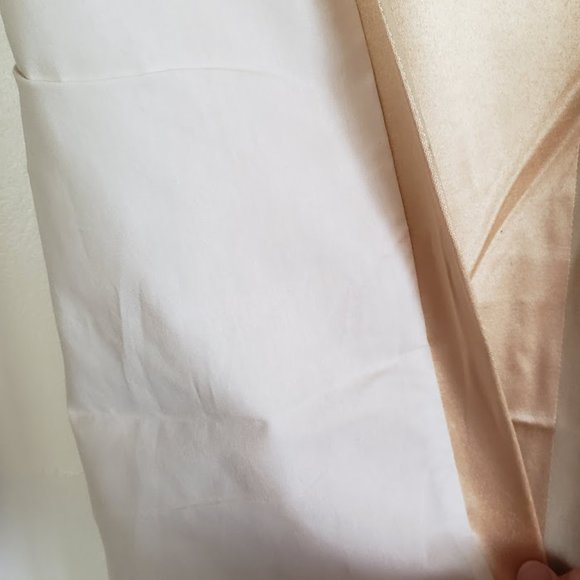 Country Curtain Panels (2) Light Gold Satin Stripe 99W x 84L Cotton Blend Lined - Picture 7 of 10